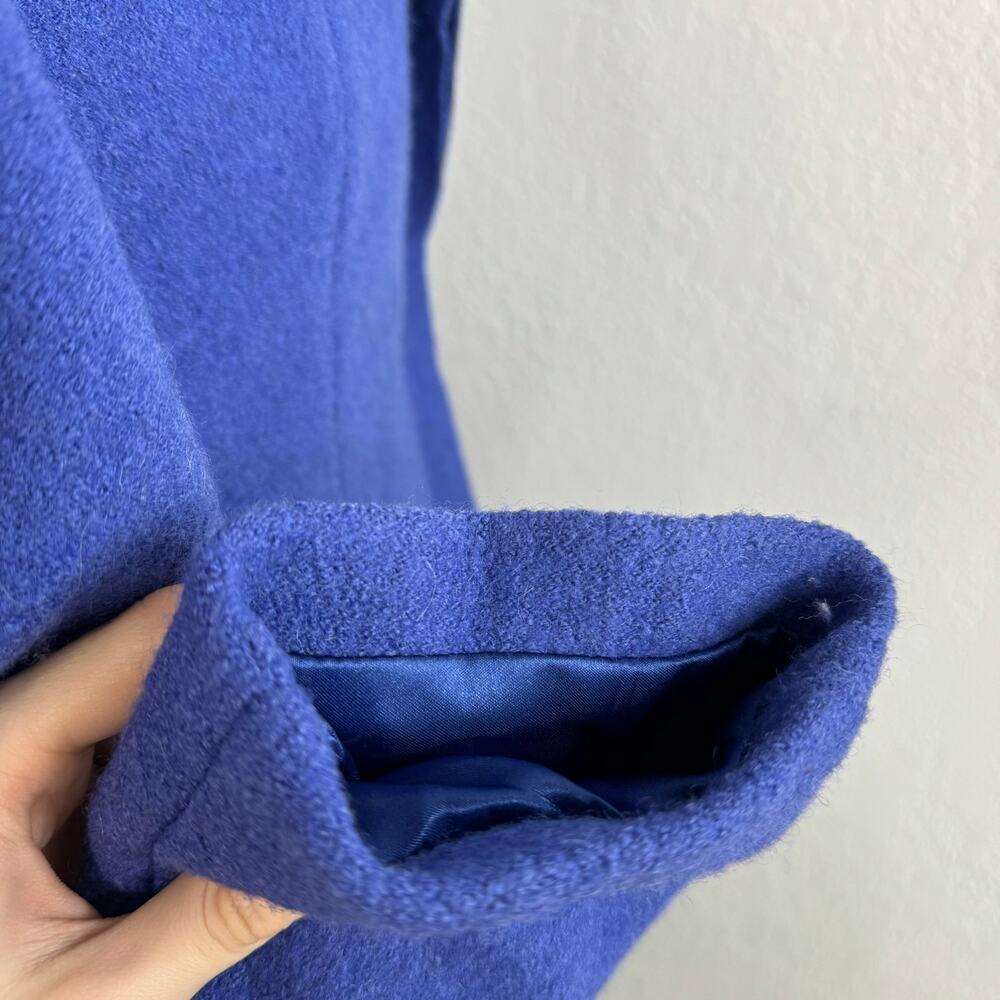 Vintage Blue Wool Blend Shawl Coat Snap Closure Size 18 Forecaster of Boston - Picture 9 of 10